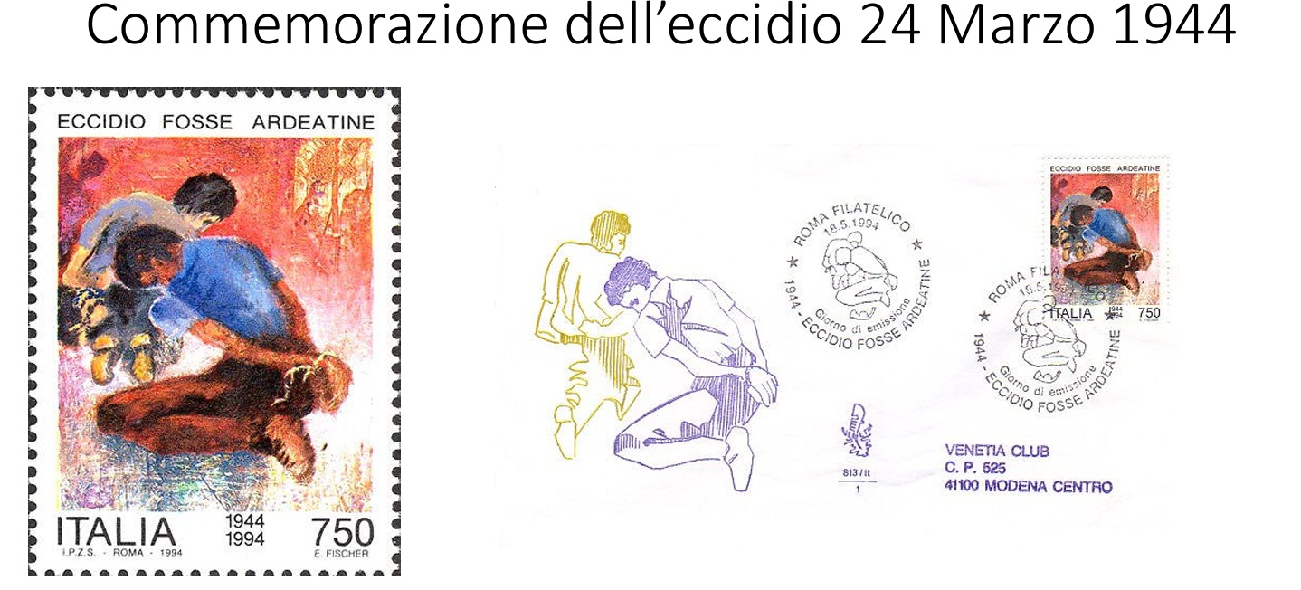21 marzo 1944 eccidio delle Fosse Ardeatine, francobollo commemorativo e busta prima giorno