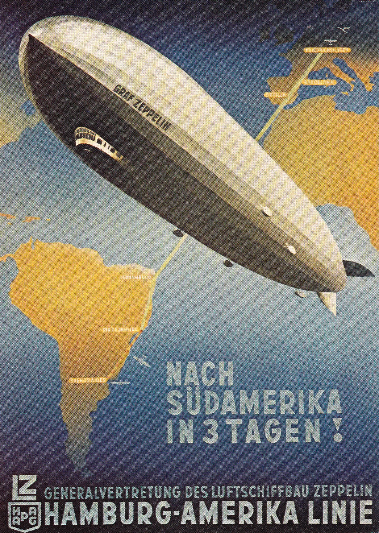 1928 01 31 Germany - Graf Zeppelin - Plakat für die HAPAG - Städtisches Bodensee-Museum Friedrichshafen - Ungebraucht