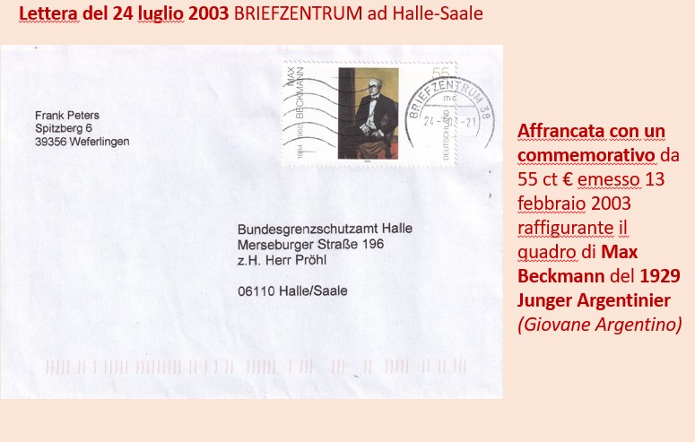 2003 07 24_ da BRIEFZENTRUM a HALLE-Junger Argentinier by Max Beckmann 55 ct 2003-02-13