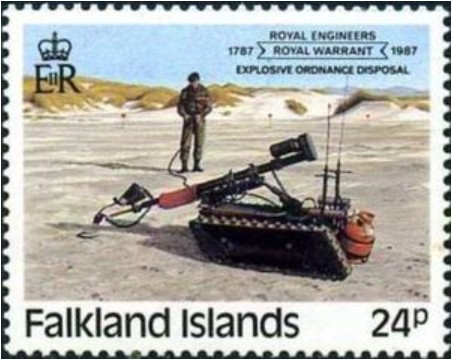 1987 09 02 Isole Falkland GUERRA ROBOT SMINAMENTO 24 P Stanley Gibbons FK 540