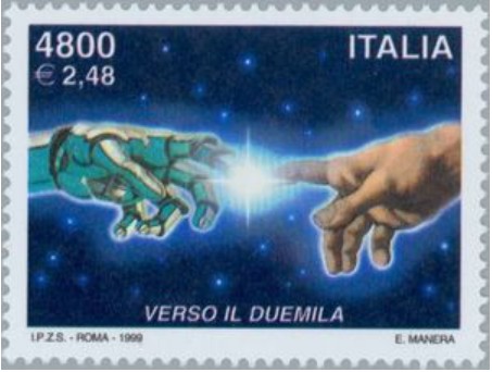 1999 11 27 anno 2000 la mano robotica che incontra la mano dell'uomo Cappella Sistina ITALIA LIRE 4800 Stanley Gibbons IT 2589