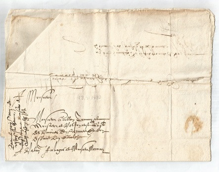Documento consolare 1580 — pagina 3 verso con indirizzo