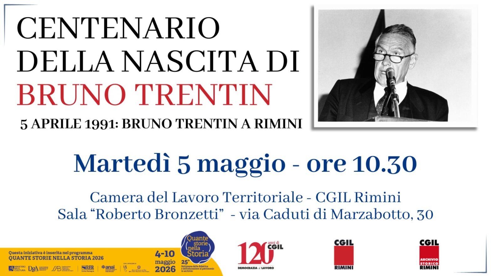 5 maggio 2026 Convegno CGIL 100mo nascita Bruno Trentin