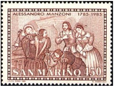 I promessi sposi - Francobollo emesso dalla Repubblica di San Marino per l'anniversario manzoniano