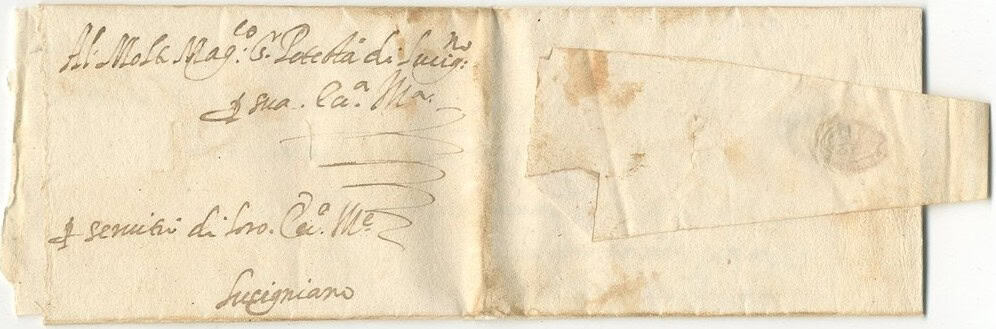 1560 05 31_1 PREFILATELICA_PER LUCIGNANO esterno e sigillo su nizza