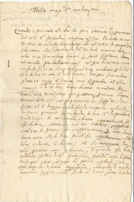 Verso esterno — indirizzo e sigillo araldico, Torino 1571