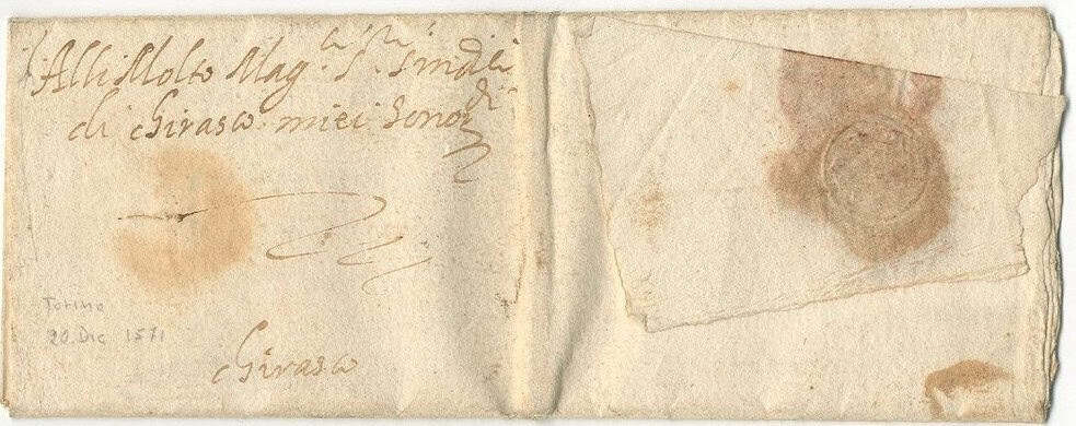 Verso secondario — secondo indirizzo e annotazione a matita