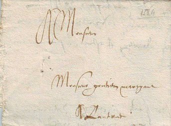 1584 11 19 s lettre pour LAUTREC Tarn-SUPERBE ETAT-TRES RARE LETTRE DU XVI eme siecle INDIRIZZO