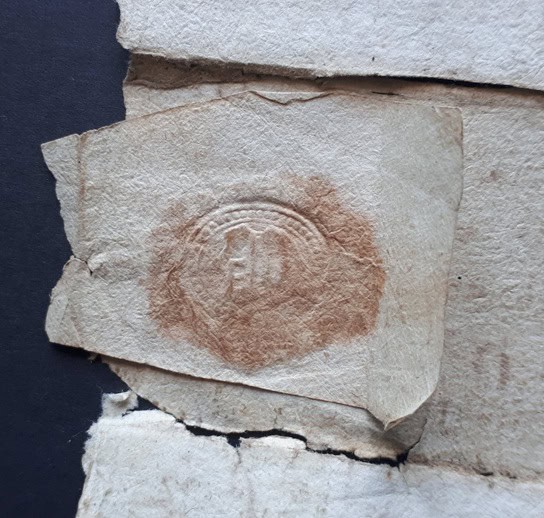 Verso esterno — dettaglio indirizzo lettera prefilatelica 1585 Istres Aix