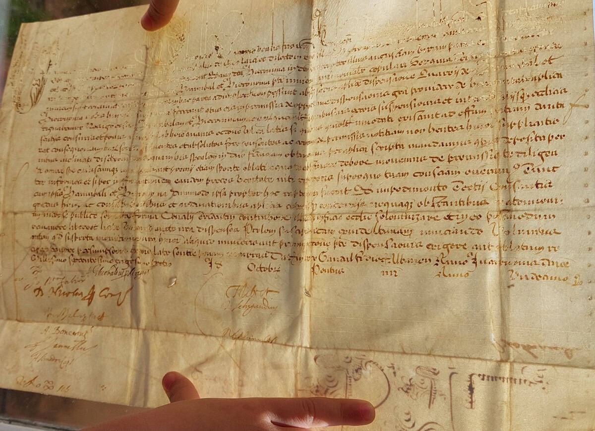 Bolla Apostolica Clemente VIII 1593 — recto, visione d'insieme