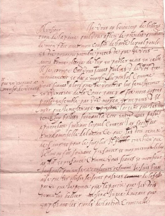 Lettera prefilatelica 1597 Saint-Laurent-du-Gard Saze — visione d'insieme
