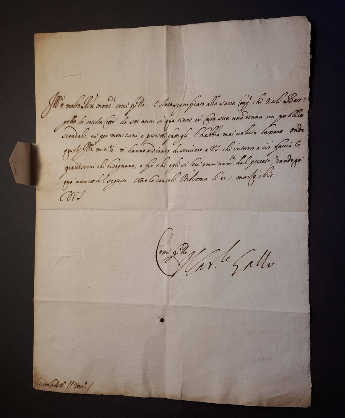 Coperta con soprascritta — Roma → Civita Castellana 1615