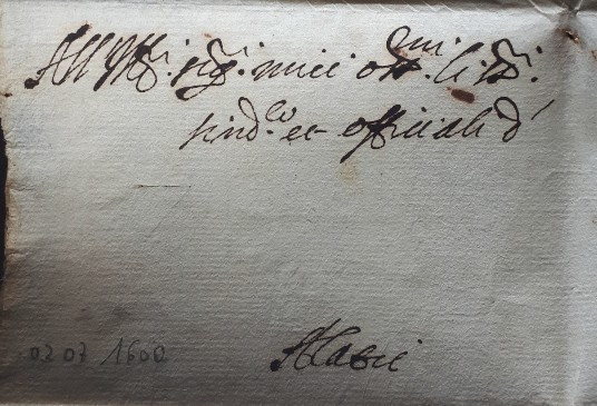 Foglio 1, Recto, ripiegato in 8, indirizzo