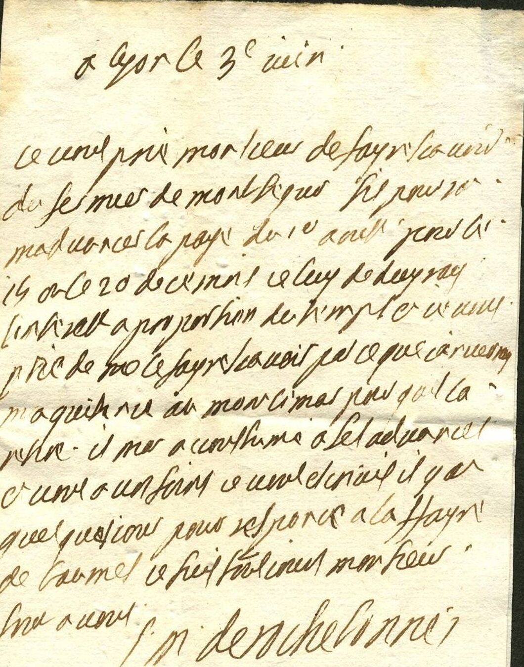 Foglio 2, Verso, testo lettera