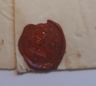 Foglio 1, Recto, particolare sigillo, in ceralacca rossa