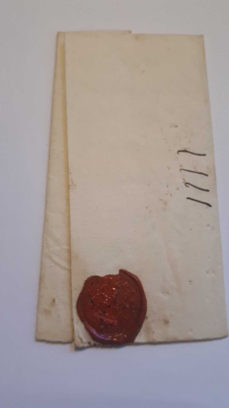Foglio 1, Recto, Piegatura a fascia per 6, sigillo e tassazione al verso
