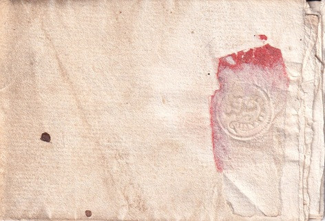 Piego 8 maggio 1609, verso con bollo a secco