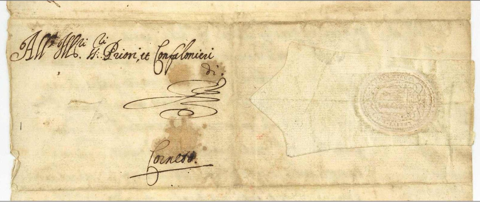 Indirizzo esterno e sigillo a secco cardinalizio