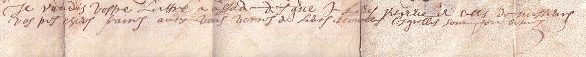 1637_03_13_5 s da Fléronies a Bézignan risposta particolare scritta verticale Foglio 2