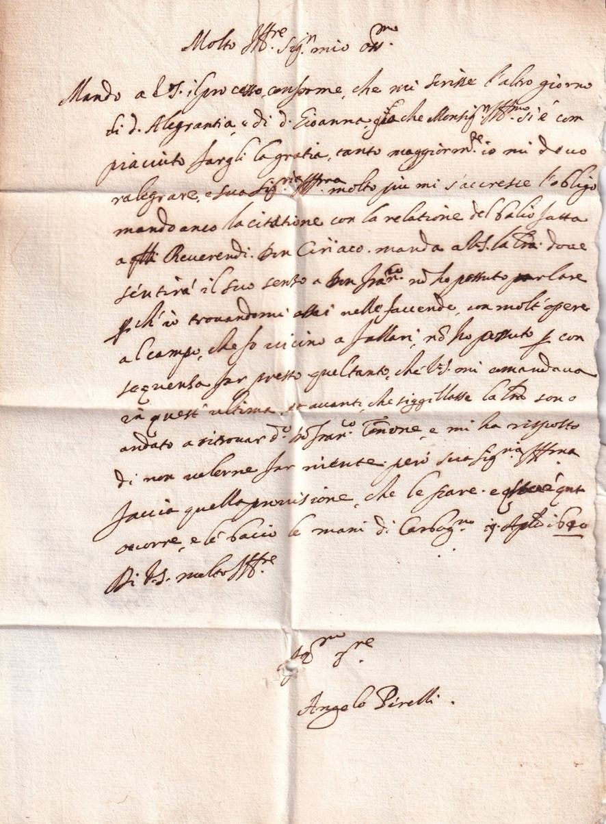 1640 08 19 per Civita Castellana Bifoglio Foglio 2 Recto lettera data firma