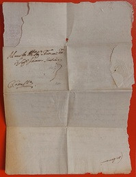 1640 08 19_3 per Civita Castellana Bi-foglio Foglio 1 Recto indirizzo, Bollo tondo a secco con R impressa, firma peritale Buzzi, Bollo a secco ovale su bandella