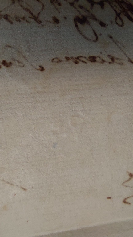 1640 08 19_9a per Civita Castellana Foglio 1 Verso particolare Bollo a secco R in cerchio