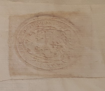 Foglio 1, Recto, Particolare, Bollo a secco