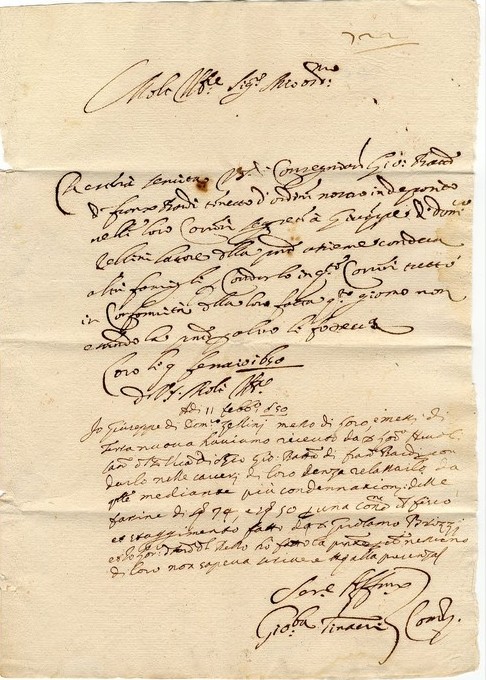 1650 02 11 s Bi-foglio Verso lettera e risposta