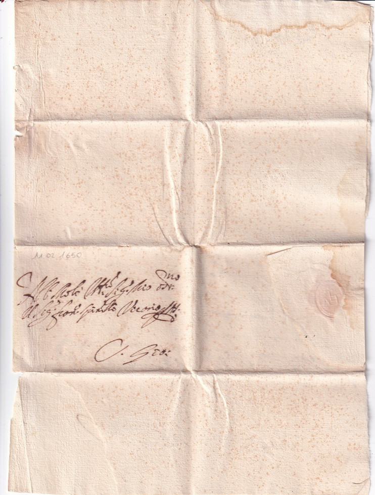 1650 02 11_2 s Bi-foglio recto indirizzo