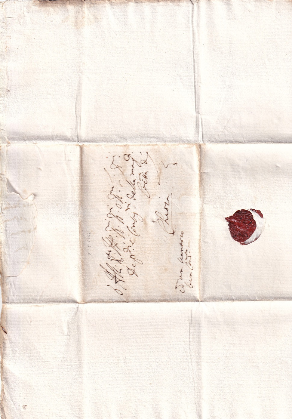 1662 05 05_2 Foglio 1 Recto Indirizzo e sigillo da VENEZIA a CHIOGGIA