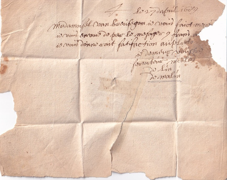 1689 04 27 s da Malines a Bruxelles Foglio 1 Verso data testo lettera firma