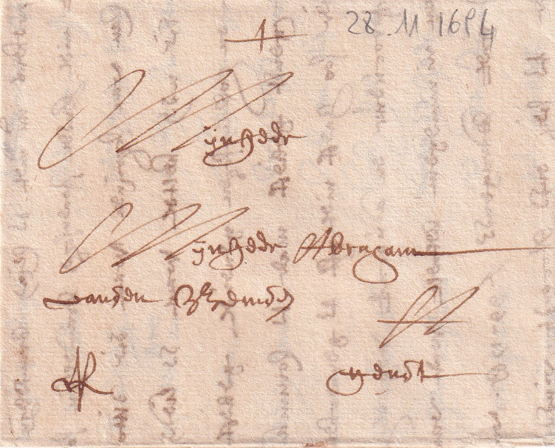 1694 11 28 da Antwerpen a Gent Foglio 1 Recto ripiegato in 9 Indirizzo