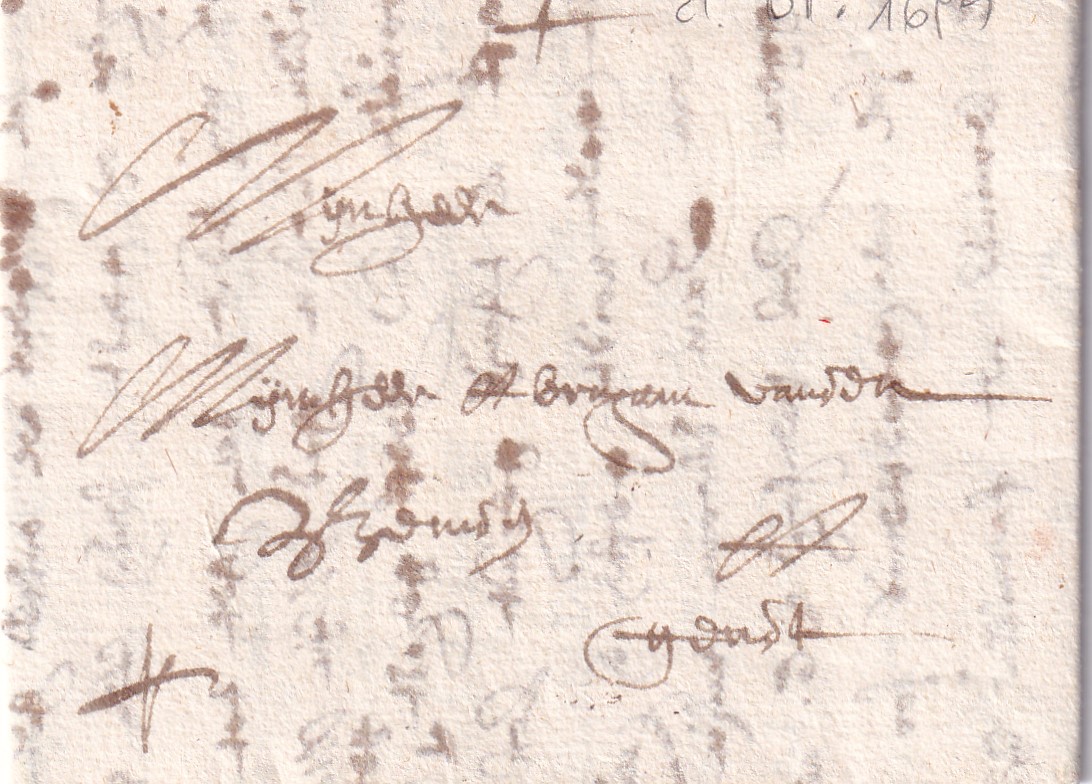 1695 01 21 da Antwerpen a Gent-tassata Bi-foglio ripiegato in 9 Recto indirizzo