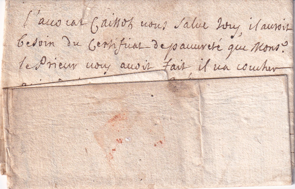 1695 11 09 5 per A. MONNET A MR DU BAUNE BAUSSE Foglio 1 chiusura particolare