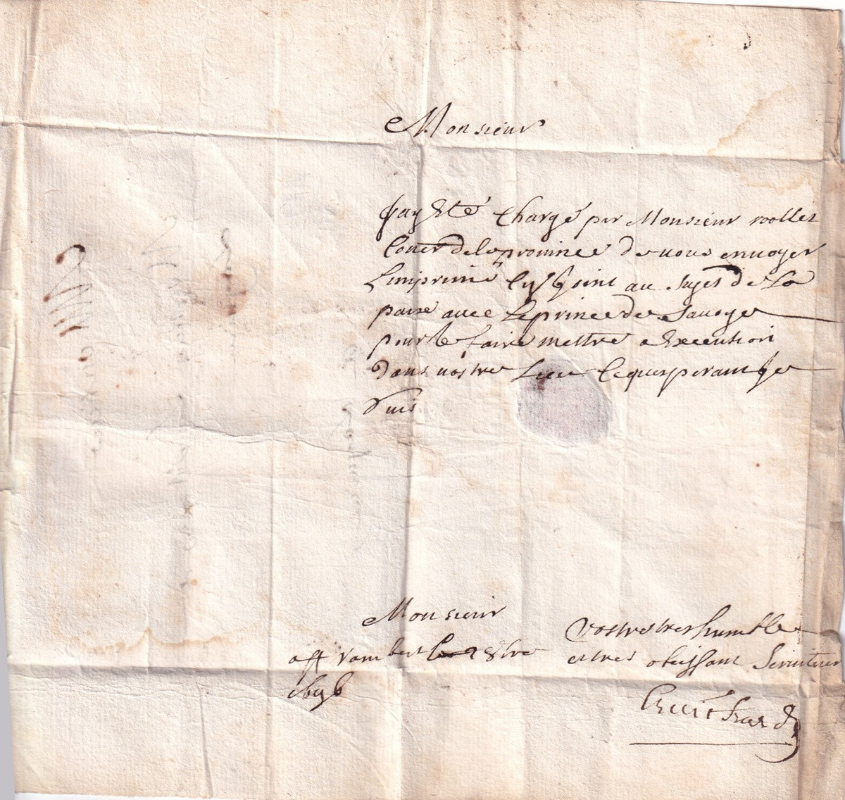 1696 10 02 4 s da SAINT RAMBERT EN BUGEY AIN a Languirus Verso testo lettera