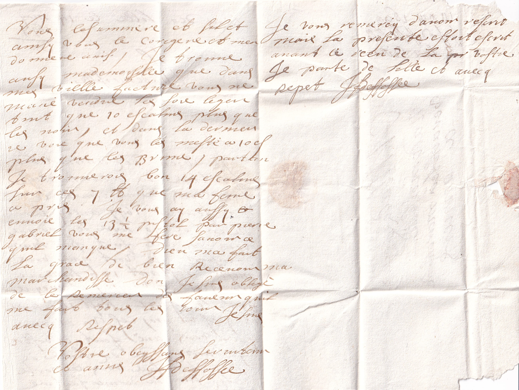 1699 05 14 2 s da LILLE ad ANVERS Foglio 2 recto Foglio 1 verso e bollo a secco