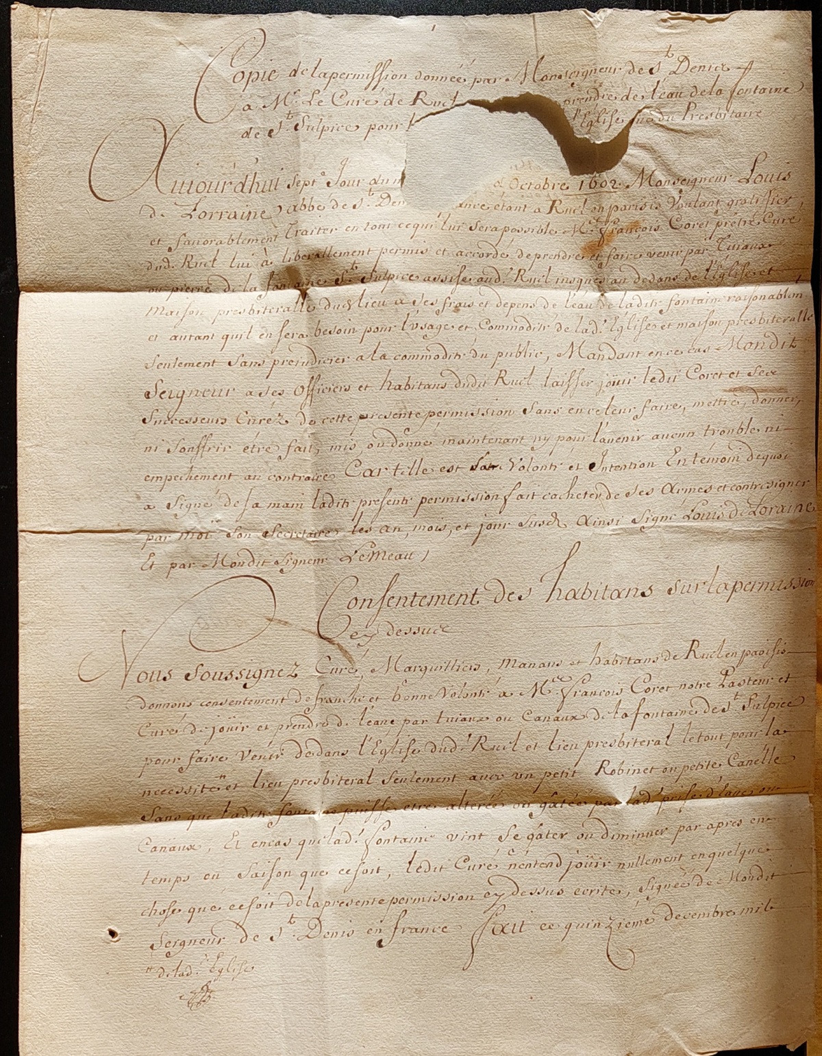 1699 07 13 2 s da le Cure de Rute FRANCE Lettre pour le Conseiller du Roi Paris Foglio 2 Recto