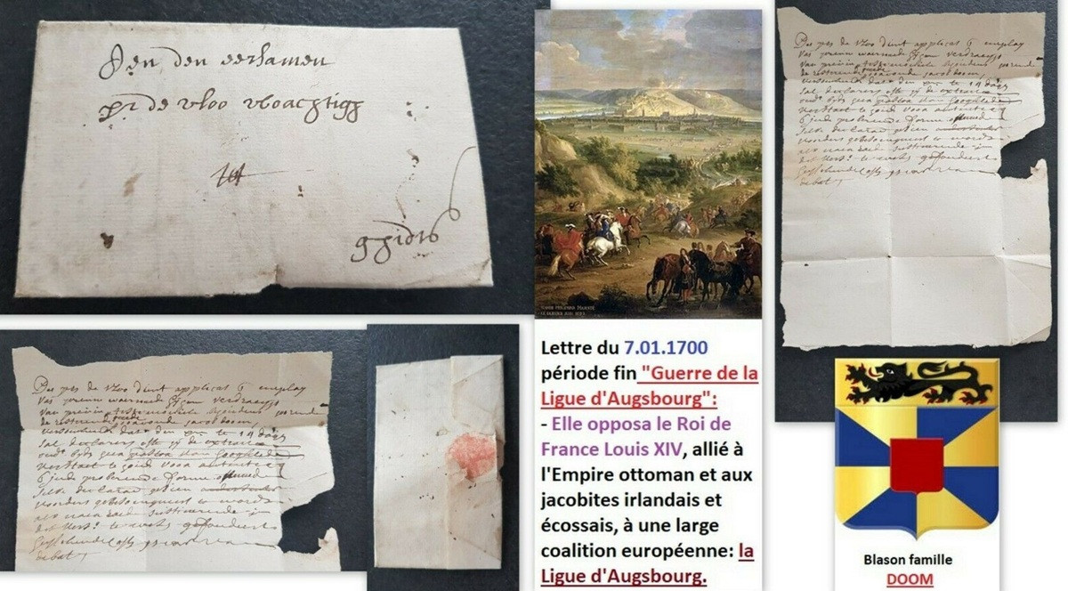 1700 01 07_5 s Lettre période GUERRE LIGUE D'AUGSBOURG a cura di RODRIGUEZ THIERRY