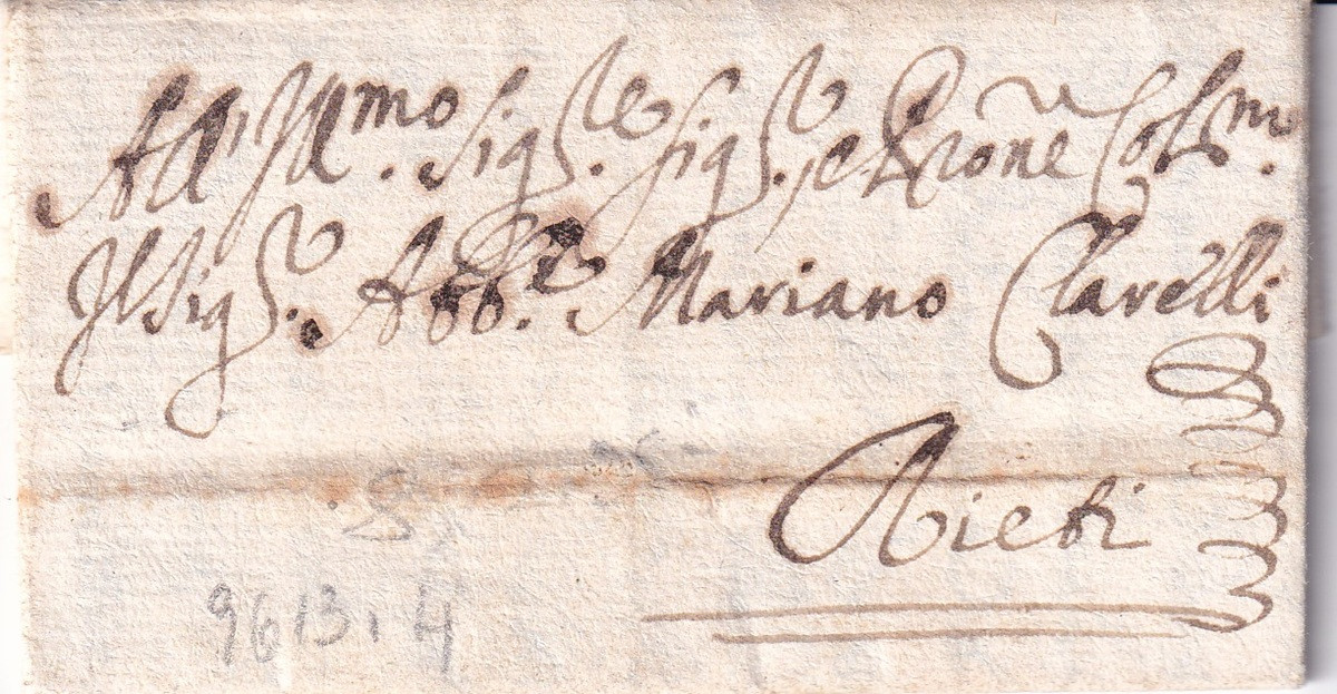 Foglio 1 Recto indirizzo e segno di cavalcata