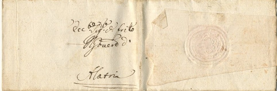 Recto con sigillo, bollo a secco su bandella