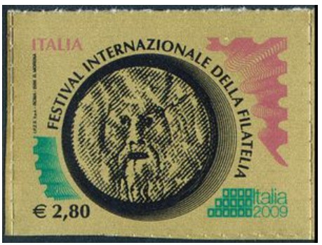 Bocca della Verità Francobollo emesso da Poste Italiane il 10 ottobre 2008 in occasione del Festival_internazionale_della_filatelia_€ 2_8 Sassone IT 3061