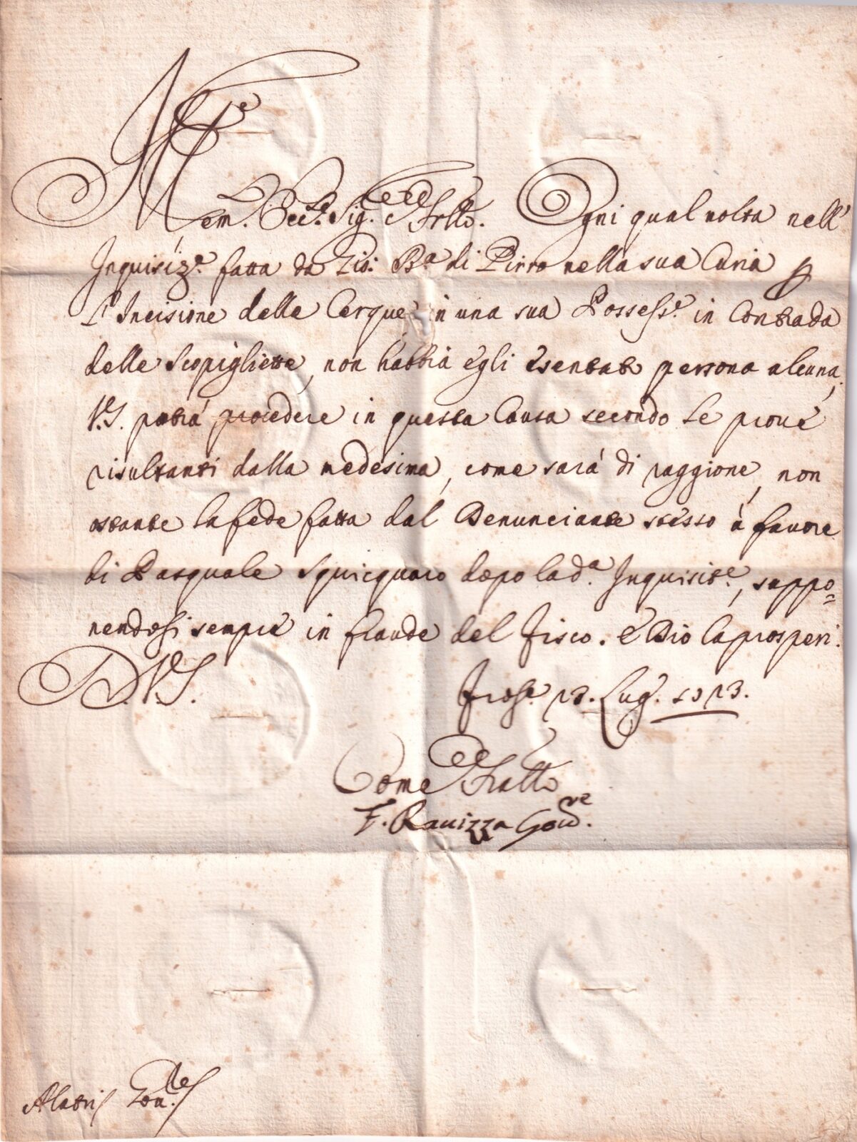Verso, testo, data e firma