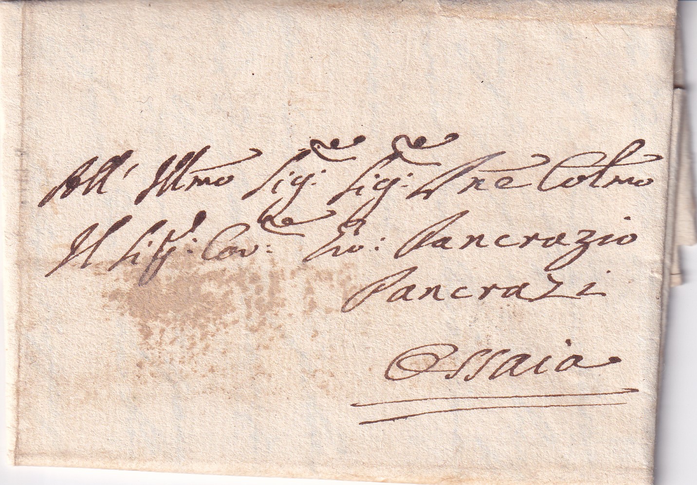 Foglio 1 recto, indirizzo