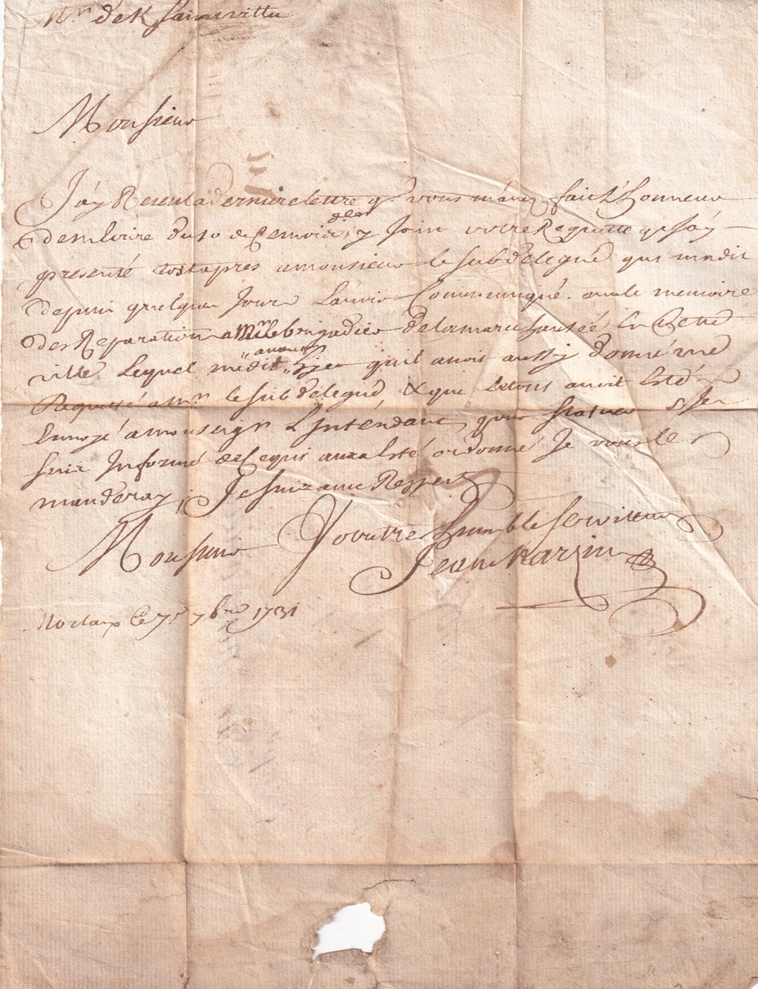 1731 09 07_1 s DE MORLAIX pour Saint BRIEUC-COTES DU NORD — Verso