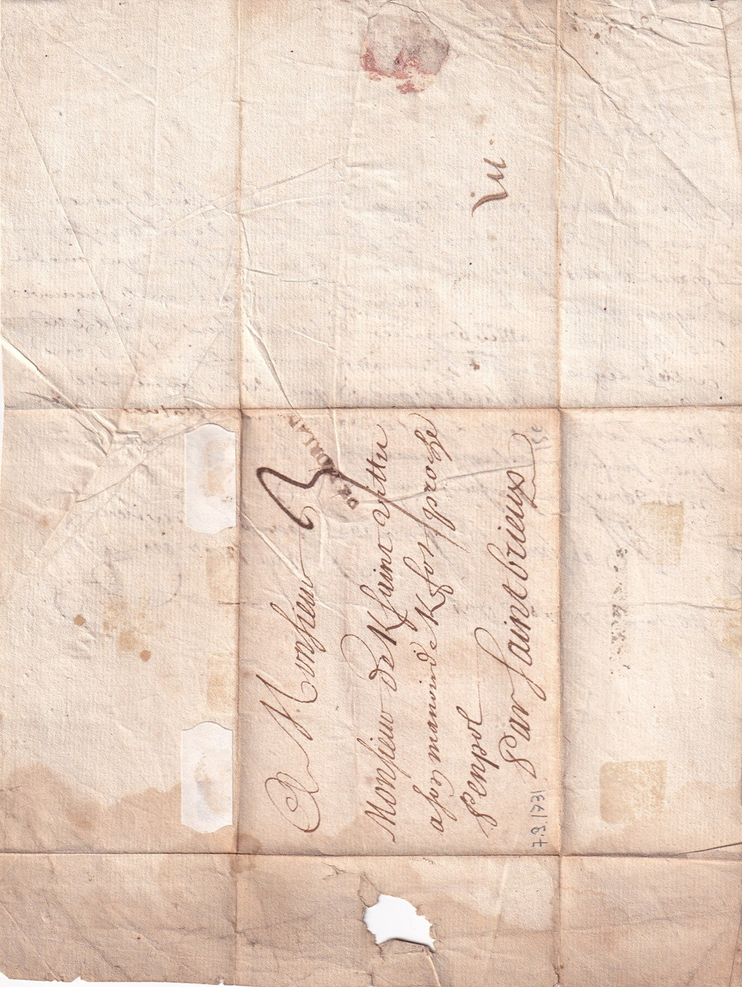 1731 09 07_2 s DE MORLAIX pour Saint BRIEUC-COTES DU NORD — Recto con tassazione annullo e SIGILLO CARTACEO