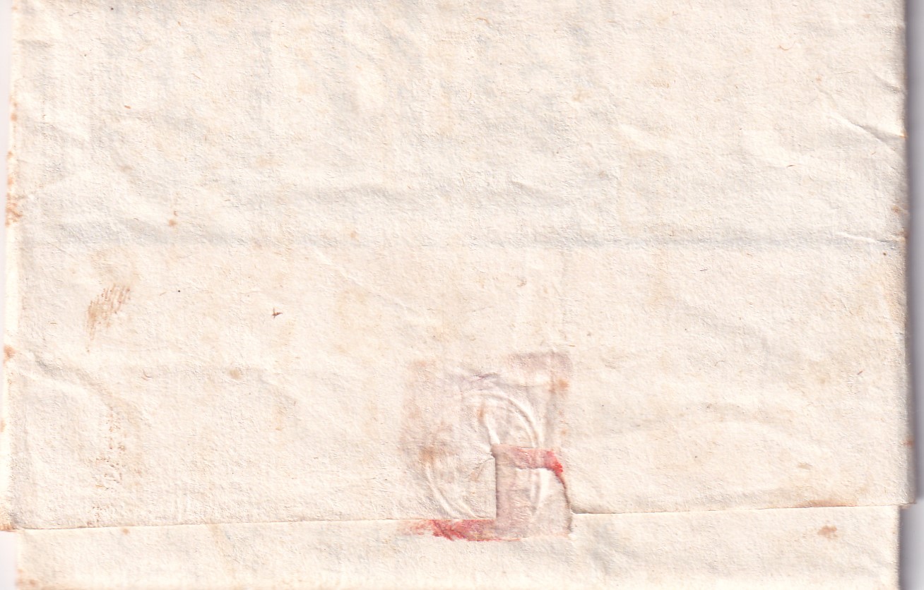 1739 11 18_ da ROMA_bollo a secco VOLL-GALLENGA T16 P.4-CAVAGNARI T121 a CASCIA-PG Foglio 1 recto chiusura posteriore Sigillo cartaceo