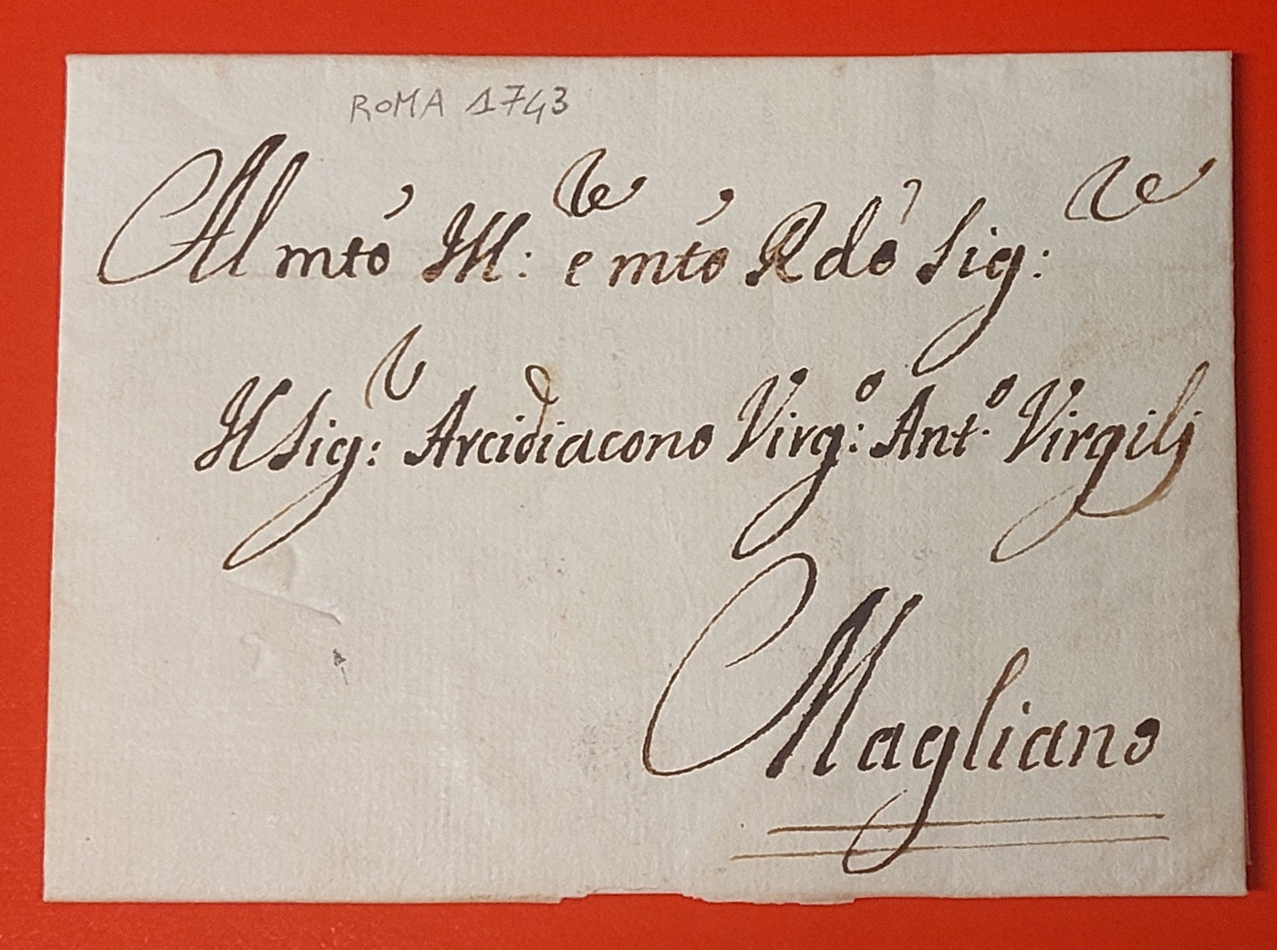 1743 09 18 s da Roma a Magliano Foglio 1 Recto Indirizzo