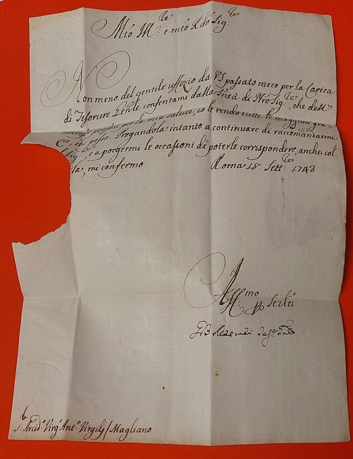 1743 09 18_3 s da Roma a Magliano Foglio 2 testo lettera