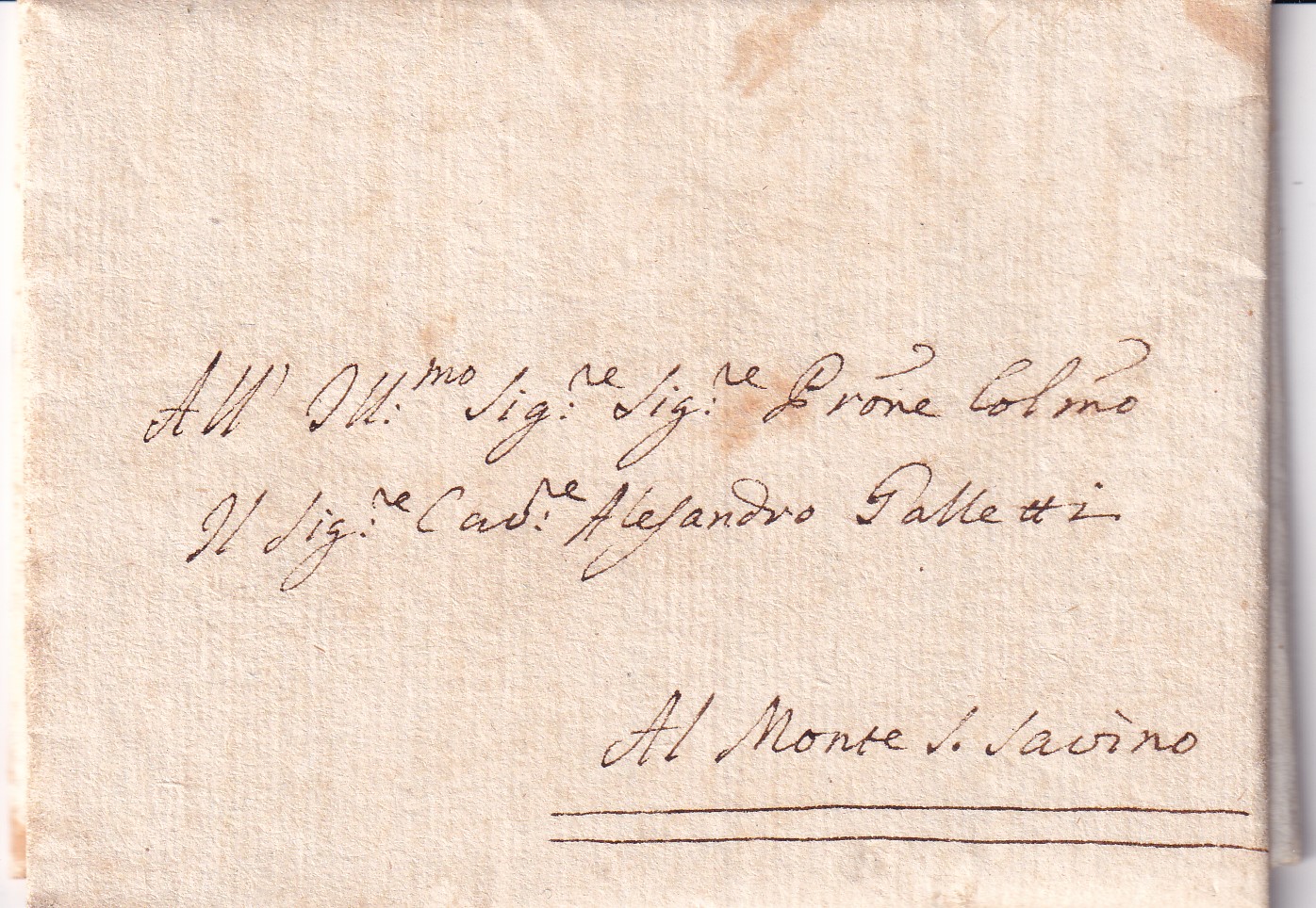 1746 11 12 per Monte San Savino — foglio 1 recto indirizzo