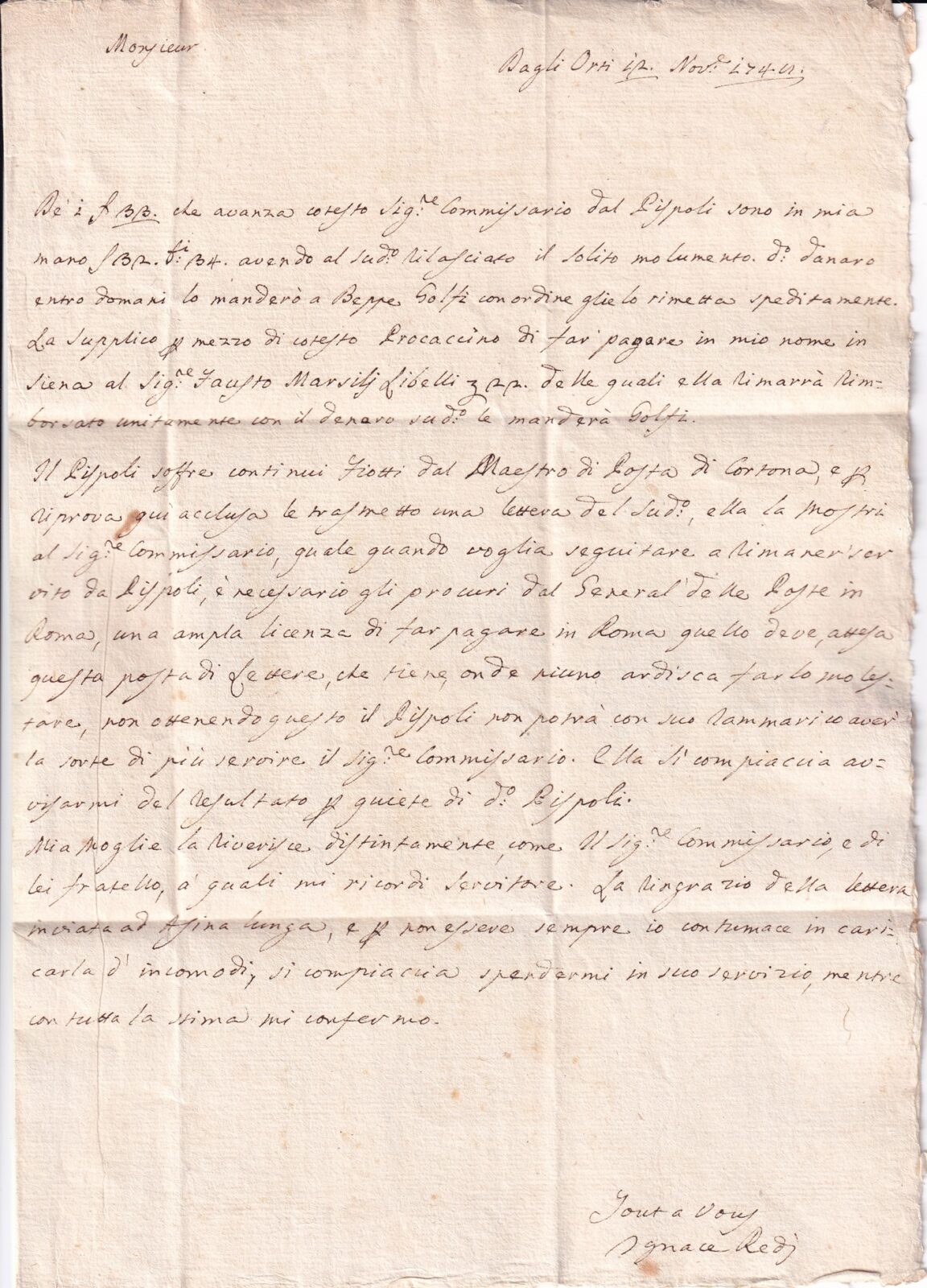 1746 11 12_ s per Monte San Savino — foglio 2 recto